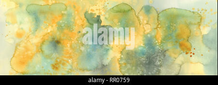 Aquarell Salz Marmor Hintergrund. Mimose Blume Farben Stockfoto