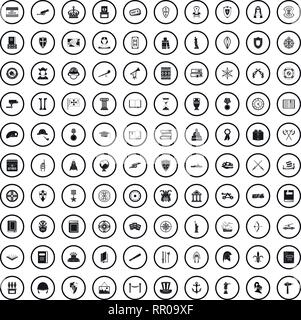 100 Geschichte Symbole gesetzt, einfachen Stil Stock Vektor