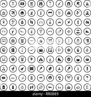 100 Urlaub Familie Icons Set, einfachen Stil Stock Vektor