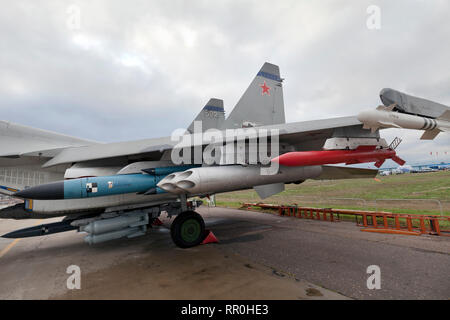 Ausstellung der Bekämpfung von Waffen der multifunktionalen Fighter MIG-35 auf der MAKS 2011 air show, Schukowski, Russland Stockfoto