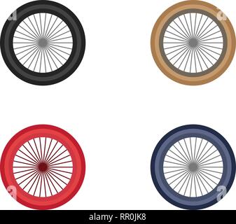 Vector Illustration eines Motorrad Rad mit vier Farbvarianten Stock Vektor