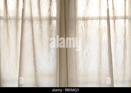 Transparente Qualität Fenster Vorhang mit gefiltertem Licht Stockfoto