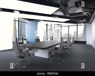Büro fotorealistisches Rendern. 3D-Darstellung. Tagungsraum. Stockfoto