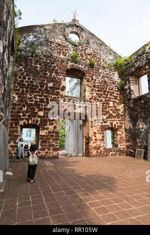 Ruinen der St. Pauls Kirche, Portugiesisch des 16. Jahrhunderts, Niederländische aus dem 17. Jahrhundert. Melaka, Malaysia. Stockfoto