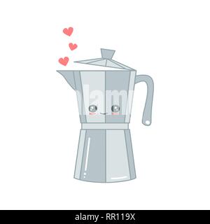 Cute cartoon Kaffee moka Topf Vector Illustration auf weißem Hintergrund Stock Vektor