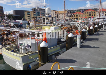 Schiffe einschließlich krebsfischen Boote bis in Constitution Dock, Hobart, Tasmanien, Australien, gebunden. Keine MR oder PR Stockfoto