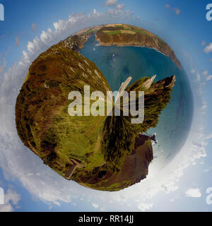 360 Panoramabild von Salcombe Mündung vom Schraubenkopf in Salcombe, Devon. Stockfoto