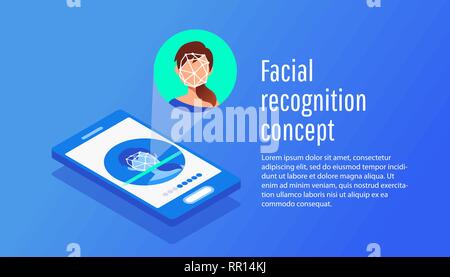 Face id der jungen Frau. Stock Vektor
