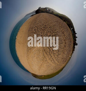 Ein 360 Grad Panorama Bild von Hallsands in South Devon. Stockfoto