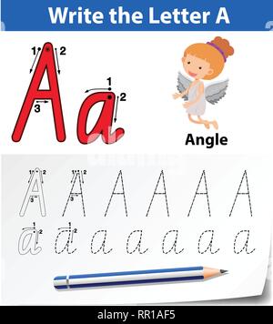 Brief eine Ablaufverfolgung Abbildung alphabet Arbeitsblätter Stock Vektor