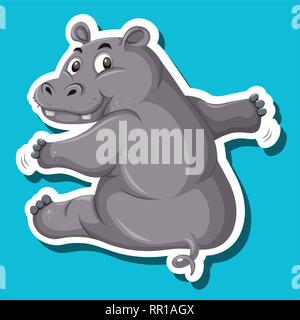 Eine einfache hippopotamus Aufkleber Abbildung Stock Vektor