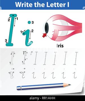 Buchstabe R tracing Alphabet Arbeitsblätter Abbildung Stock Vektor