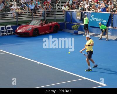 Delray Beach, Florida/USA, 24. Februar 2019: Radu Albot Tennis am Delray Strand geöffnet, Feb 24, 2019 Stockfoto