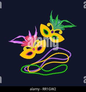 Mardi Gras Design-Element, bunte Symbole. Stock Vektor