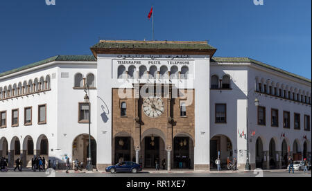 Art déco-kolonialen Post Office, Avenue Mohammed V, Rabat, Marokko Stockfoto