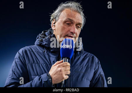 BREDA, Niederlande, 23-02-2019, Fußball, NAC Ratte Verleghstadium, niederländischen Eredivisie, Saison 2018/2019, Fox Sports Showcase-präsentator Robert Maaskant, während des Spiels NAC-Groningen, Stockfoto