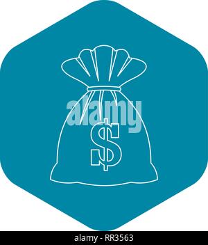 Tasche mit Dollar-Symbol, Umriss-Stil Stock Vektor