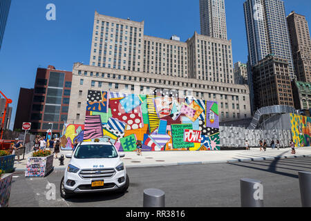 Zwei World Trade Center Wandbild, Lower Manhattan, New York City, New York, USA Stockfoto