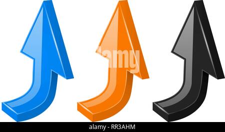 Farbige Pfeile. Glänzend 3d bis Web Icons Stock Vektor