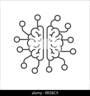 Gehirn Logo silhouette Design vector Template. AI Konzept. Denken Idee Konzept. Stock Vektor