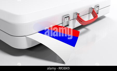 Weiß suitecase mit russischen Flagge - 3D Rendering illustration Stockfoto