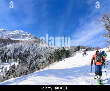 Puchberg am Schneeberg Schneeberg: Mountain North Face, Ski Tour Tourer, Berghütte Edelweißhütte in Wiener Alpen, Alpen, Niederösterreich, untere Aus Stockfoto