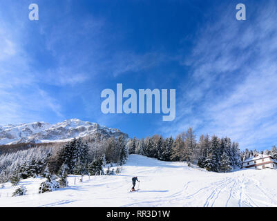 Puchberg am Schneeberg Schneeberg: Mountain North Face, Ski Tour Tourer, Berghütte Edelweißhütte in Wiener Alpen, Alpen, Niederösterreich, untere Aus Stockfoto