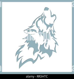 Wolf Vector Illustration. Papier wolf Aufkleber. Laser geschnitten. Für das Laserschneiden und Plotter Vorlage. Vector Illustration. Aufkleber. Muster für die Laser c Stock Vektor