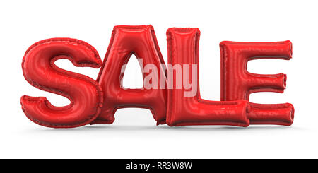 Wort VERKAUF aus rotem Aufblasbare Ballone. 3D-Rendering Stockfoto