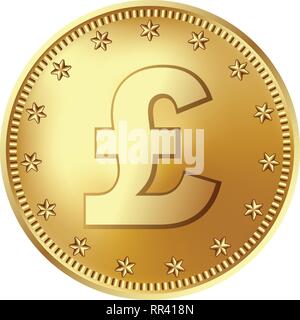 Golden Pfund Sterling Münze, Geld. Stock Vektor