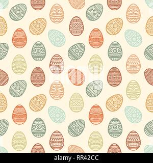 Nahtlose Muster der bunten Ostereier Vektor flachbild Symbole im traditionellen Stil gemalt. Eier isoliert Vektor. Ostern Eier zu Ostern Design. Stock Vektor