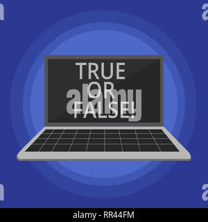 Text Zeichen angezeigt Wahr oder Falsch. Konzeptionelle Foto zwischen einer Tatsache entscheiden oder eine Lüge Zweifel Verwirrung Stockfoto