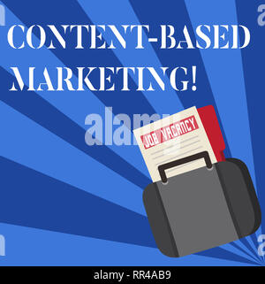 Text Zeichen zeigen Content Marketing basiert. Konzeptionelle Foto Werbung erstellen Verteilen wertvolle Daten Stockfoto