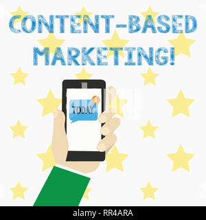 Text Zeichen zeigen Content Marketing basiert. Konzeptionelle Foto Werbung erstellen Verteilen wertvolle Daten Stockfoto