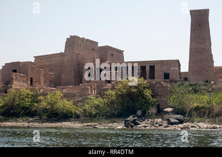 Assuan, Ägypten - 17. April 2008: Der Tempel der Isis auf Philae in der Nähe der Assuan Staudamm am Nil. Ägypten Stockfoto