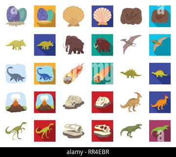 Alter, Tier, antike, Kunst, Cartoon, flach, Sammlung, Design, Dinosaurier, Dinos, Ei, Eruption, ausgestorben, Flamme, Footprint, Fossilien, gallimimus, Pflanzenfresser, menschliche, Icon, Illustration, isoliert, jurassic, Logo, Säugetier, Mammut, Meteorit, parasaurolophus, Periode, Pflanze, prähistorische, pterodactyloidea bleibt, Felsen, Meer, Muschel, Satz, Zeichen, Stegosaurus, Stein, Symbol, Triceratops, tyrannosaurus, Vector, Vulkan, web Vektor Vektoren, Stock Vektor