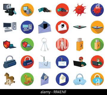 Antivirus, Kunst, Karte, Cartoon, flach, Cloud, Sammlung, Computer, Credit, Kriminelle, Daten, Design, e, e-Mail, Anlagen, Datei, Firewall, Betrug, Hacker, Hacker, Hacking, angespannt, Pferd, Icon, Illustration, Informationen, Internet, isoliert, Schlüssel, Laptop, gesperrt, Dietrich, Logo, E-Mail, Passwort, Schutz, Sicherheit, Satz, Zeichen, Specialist, Betrüger, Symbol, Diebstahl, Trojan, USB, Vector, Virus, Web, Wurm Vektor Vektoren, Stock Vektor