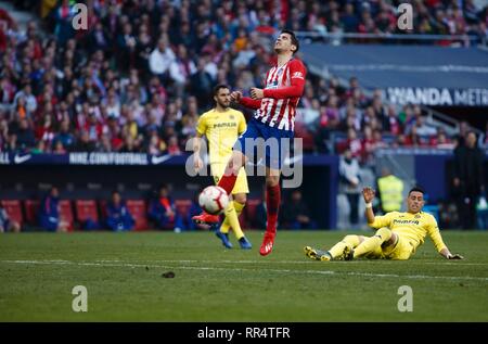 Madrid, Spanien. 24 Feb, 2019. Morata von Atletico de Madrid während der LaLiga 2018/19 Match zwischen Atletico de Madrid und Villarreal, an Wanda Metropolitano Stadion in Madrid am 24. Februar 2019. (Foto von Guille Martinez/Cordon Drücken) Credit: CORDON PRESSE/Alamy leben Nachrichten Stockfoto