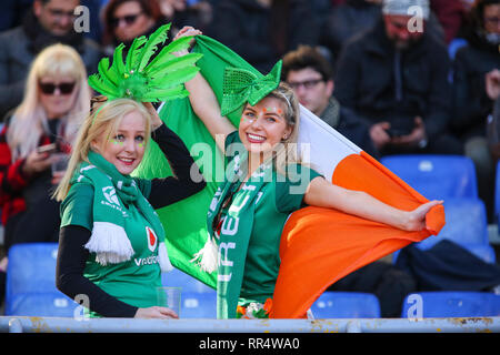 Rom, Italien. 24. Februar, 2019. Die irischen Fans vor dem Spiel gegen Italien und Irland im Guinness Six Nations 2019 © Massimiliano Carnabuci/Alamy leben Nachrichten Stockfoto