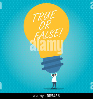 Handschrift text Wahr oder Falsch. Konzept der Bedeutung zwischen eine Tatsache entscheiden oder eine Lüge Zweifel Verwirrung Stockfoto
