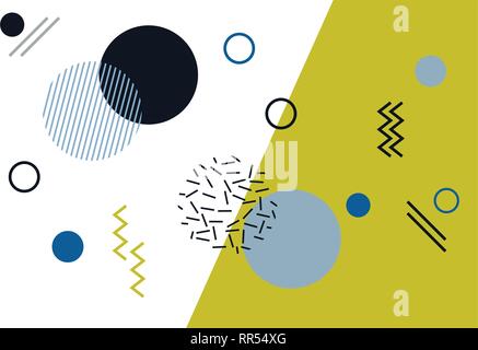 Zusammenfassung Hintergrund Muster mit geometrischen Formen in Memphis Stil mit kräftigen und leuchtenden Farben. Spaß, verspielt und moderne vector Art. Stock Vektor