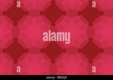 Nahtlose, abstrakte Muster mit transparenten geometrischen Formen in Blume Abstraktion gemacht. Dekorative, moderne Vektorgrafiken in Rosa und Rot colo Stock Vektor