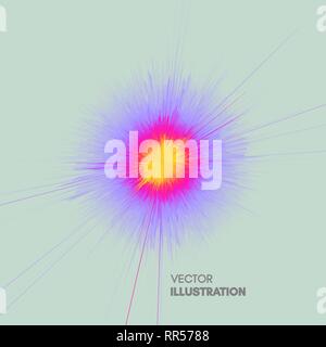 Hintergrund mit Explosion. Starburst dynamische Linien. Solar oder Starlight Emission. 3d-futuristische Technologie Stil. Vector Illustration. Stock Vektor