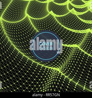 Gewellten Raster Hintergrund. 3d abstract Vector Illustration. Stock Vektor