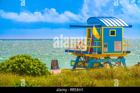 Blue Beach Hut im Art-déco-Stil in South Beach in Miami, Florida Stockfoto