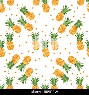 Vektor nahtlose Muster mit Ananas, Scheiben Ananas. Tropische Früchte. Sommer Hintergrund. Stock Vektor