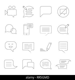 Satz von Nachricht ähnliche Vektor Zeile für Symbole. SMS, Chat, Messaging, Sprache, Video-MMS und andere. Stock Vektor