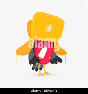 Dompfaff hat Eis Cartoon Stil Stock Vektor