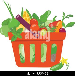 Vector Illustration der Einkaufstasche mit Essen. Stock Vektor