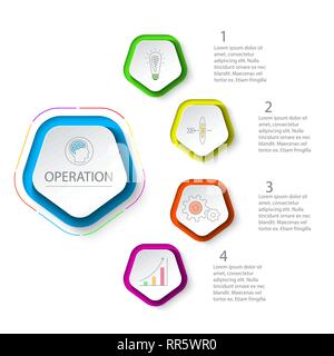 Fünfecke label Infografik mit 5 Stufen. Stock Vektor